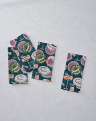 Champagne & Caviar - Dinner Napkins Set of 4 - Peacock Feather