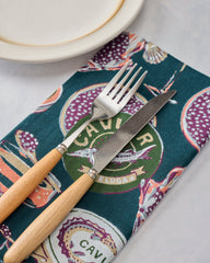 Champagne & Caviar - Dinner Napkins Set of 4 - Peacock Feather