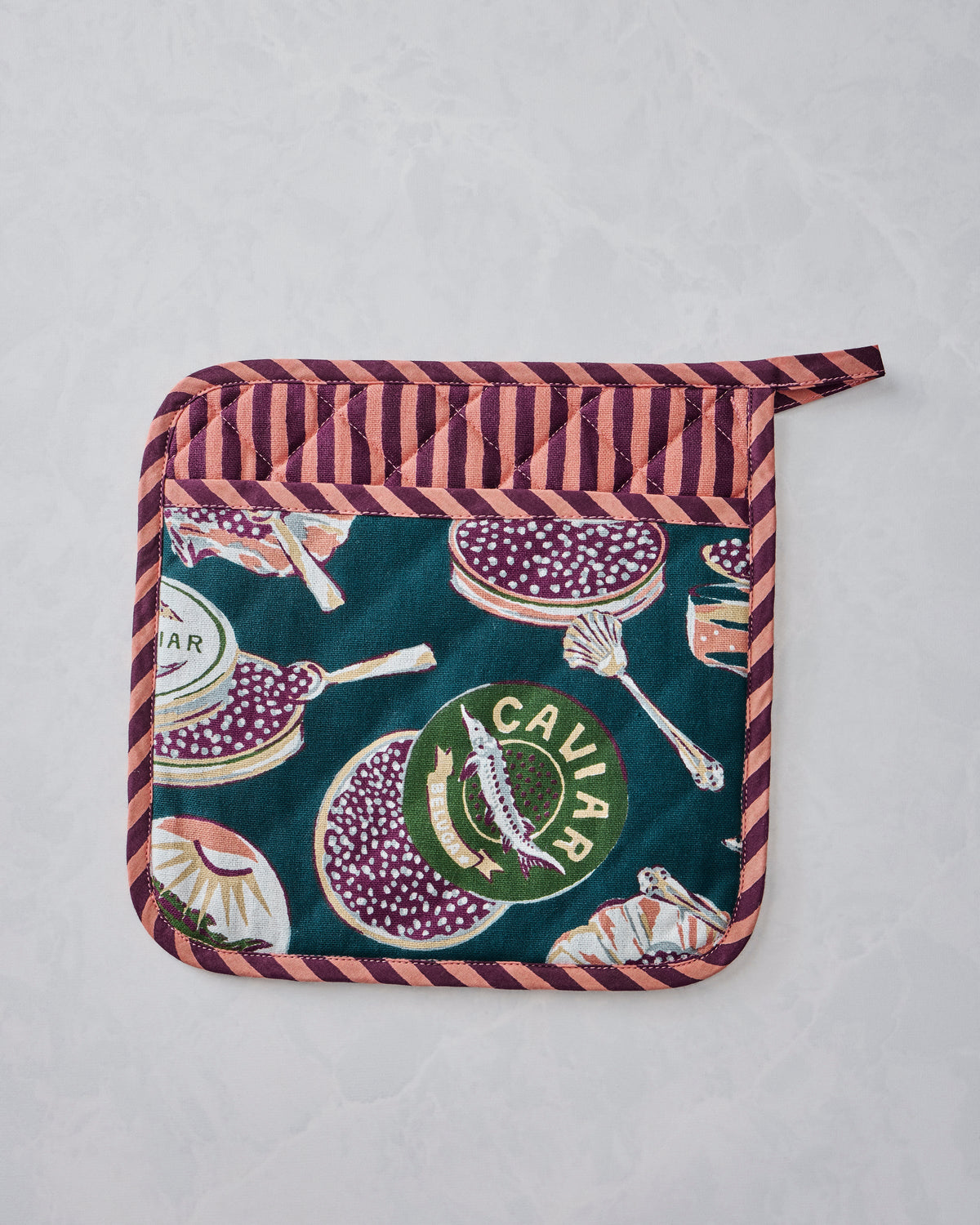 Champagne & Caviar - Pot Holder - Peacock Feather