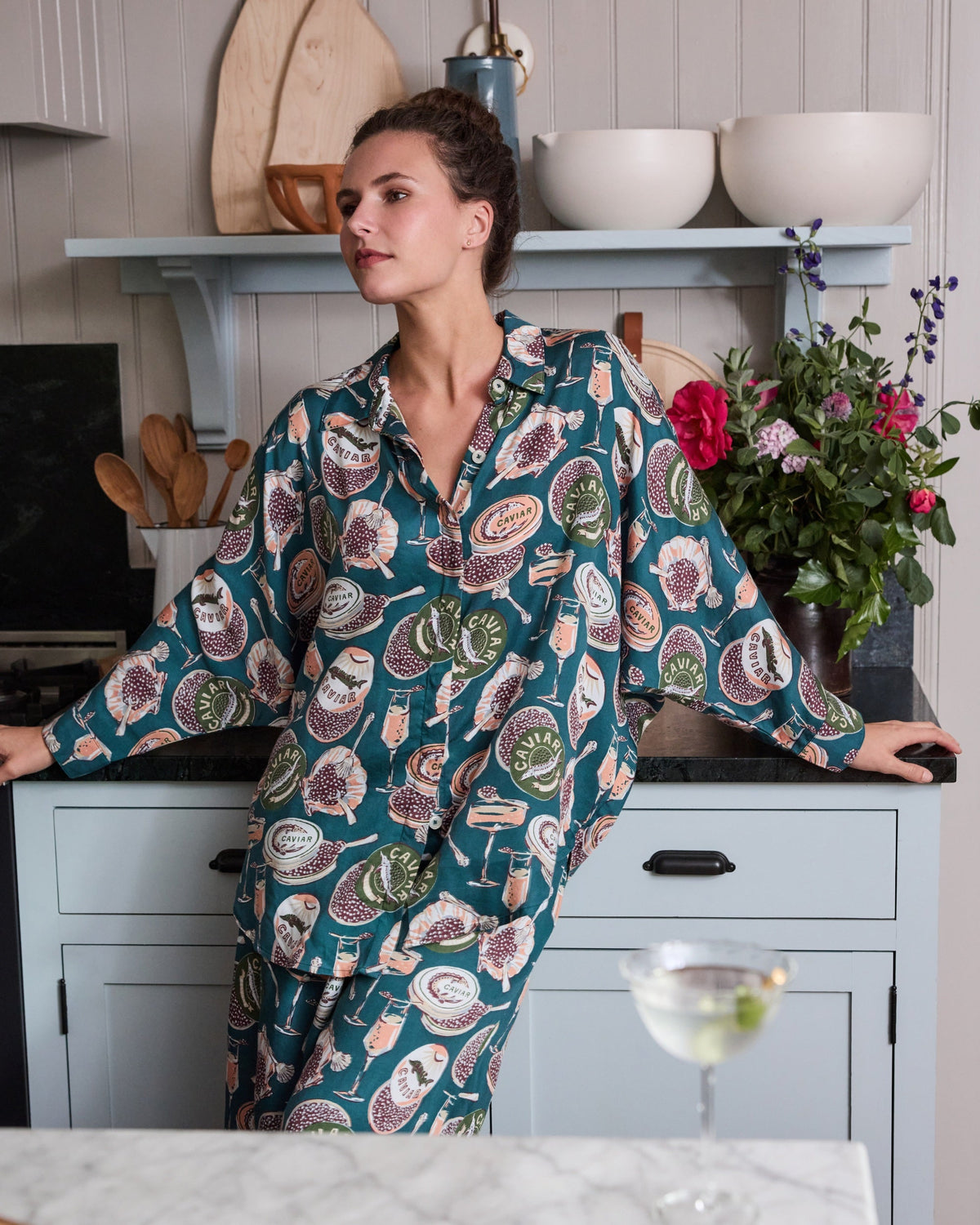 Champagne & Caviar - Petite Eco Satin Stevie Set - Peacock Feather
