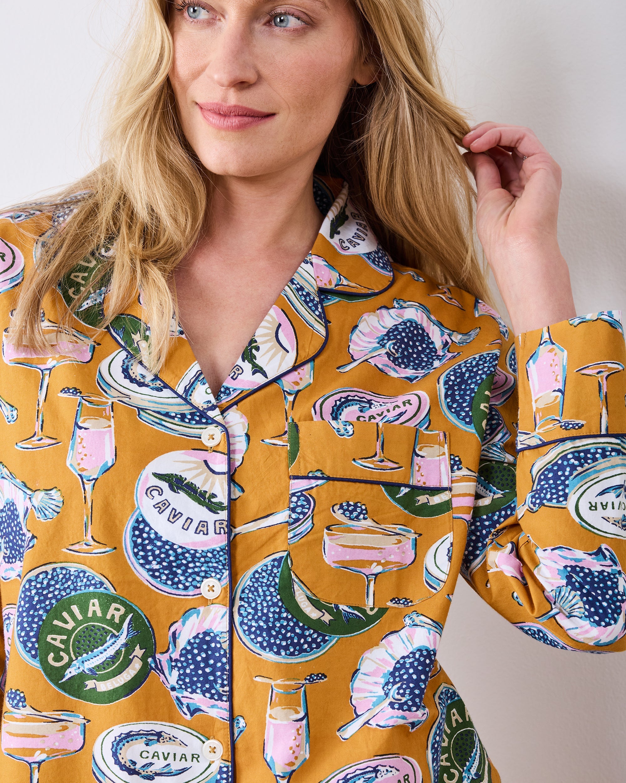 Champagne & Caviar - Long PJ Set - Goldenrod