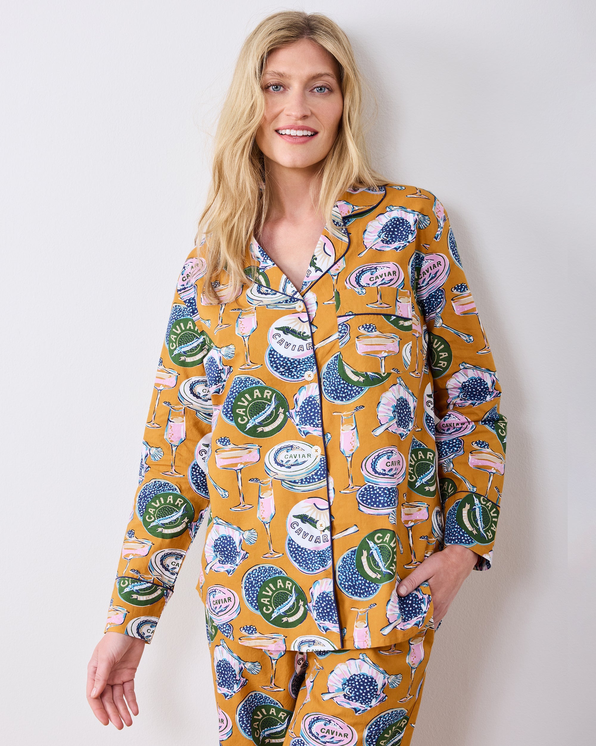 Champagne & Caviar - Petite Long PJ Set - Goldenrod