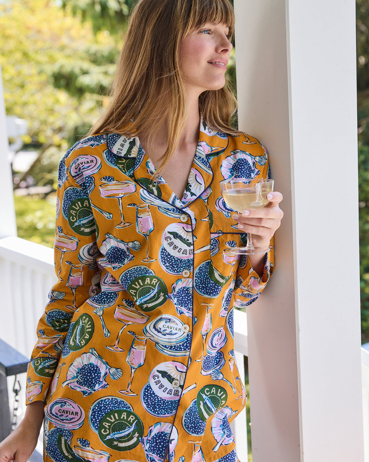 Champagne & Caviar - Long PJ Set - Goldenrod