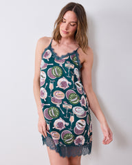 Champagne & Caviar - Eco Satin Aimee Nightie - Peacock Feather