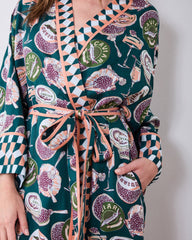Champagne & Caviar - Eco Satin Robe & Aimee Nightie Bundle - Peacock Feather
