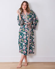 Champagne & Caviar - Eco Satin Robe & Aimee Nightie Bundle - Peacock Feather