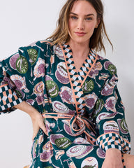 Champagne & Caviar - Eco Satin Robe & Aimee Nightie Bundle - Peacock Feather