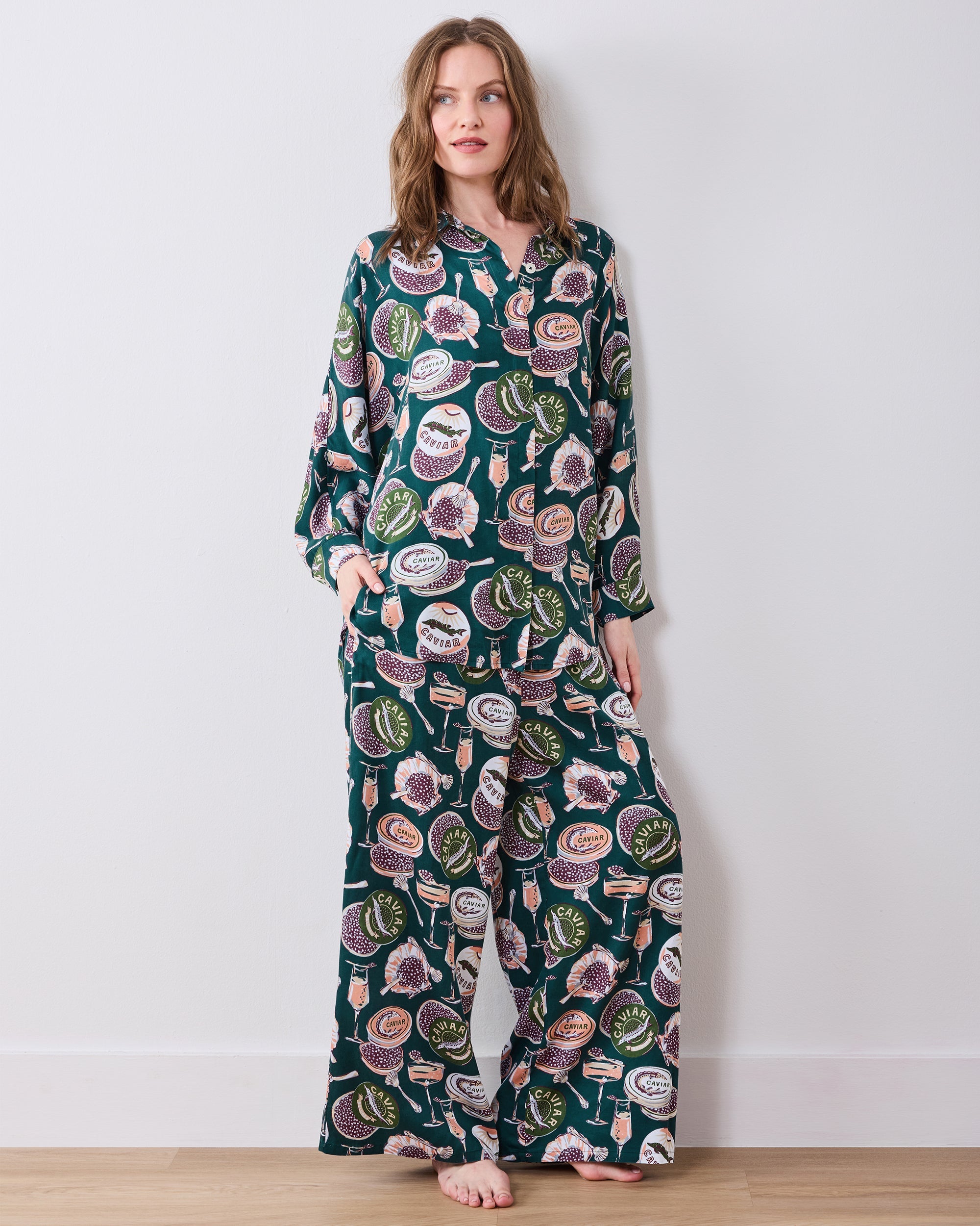 Champagne & Caviar - Eco Satin Stevie Set - Peacock Feather