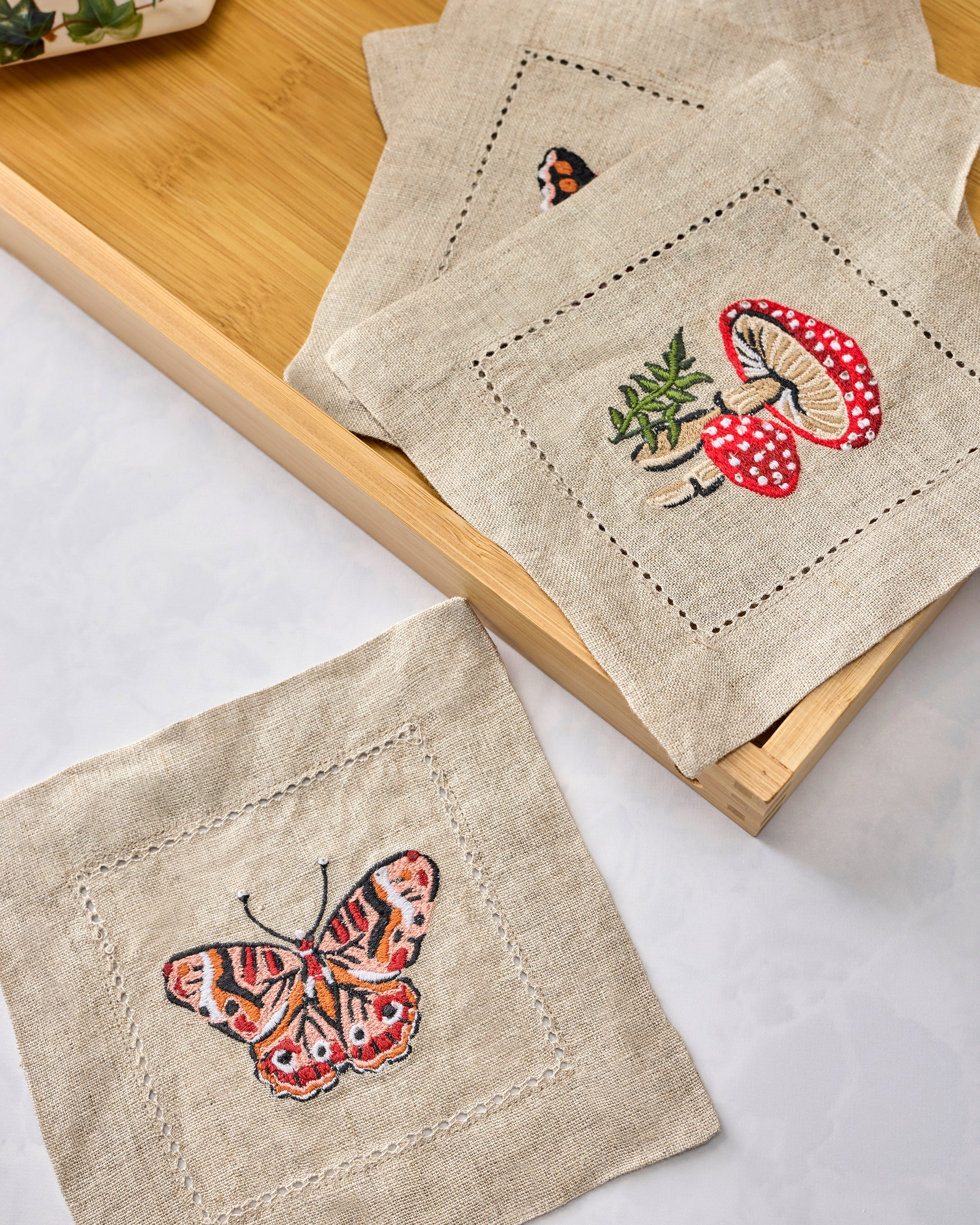 Butterfly Forager - Cocktail Napkins Set of 4 - Rosewood