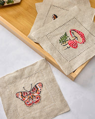 Butterfly Forager - Cocktail Napkins Set of 4 - Rosewood