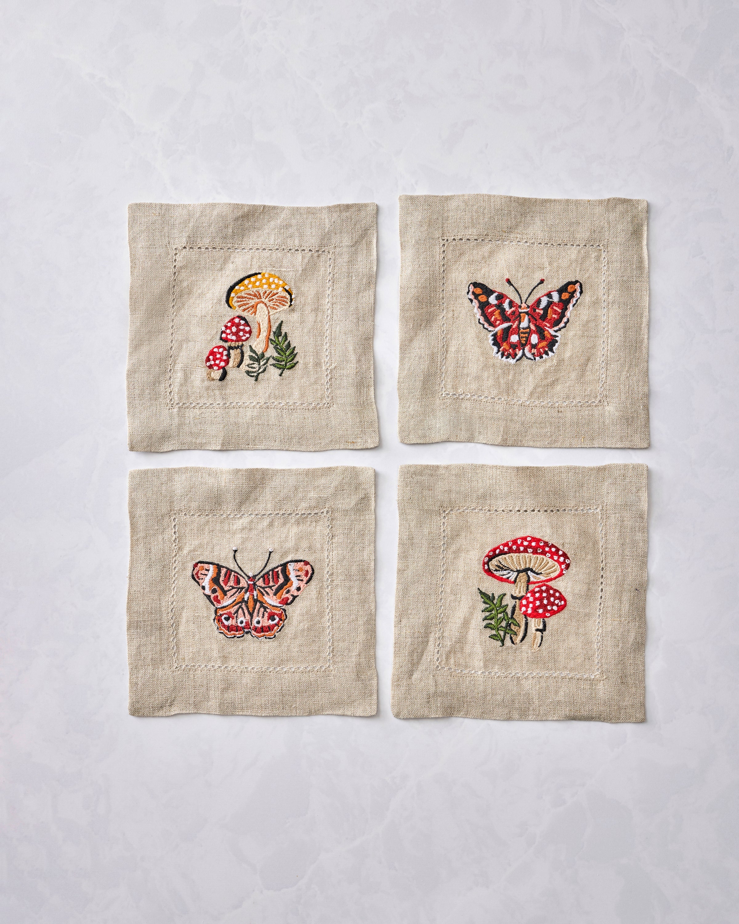 Butterfly Forager - Cocktail Napkins & Tea Towels Bundle - Rosewood