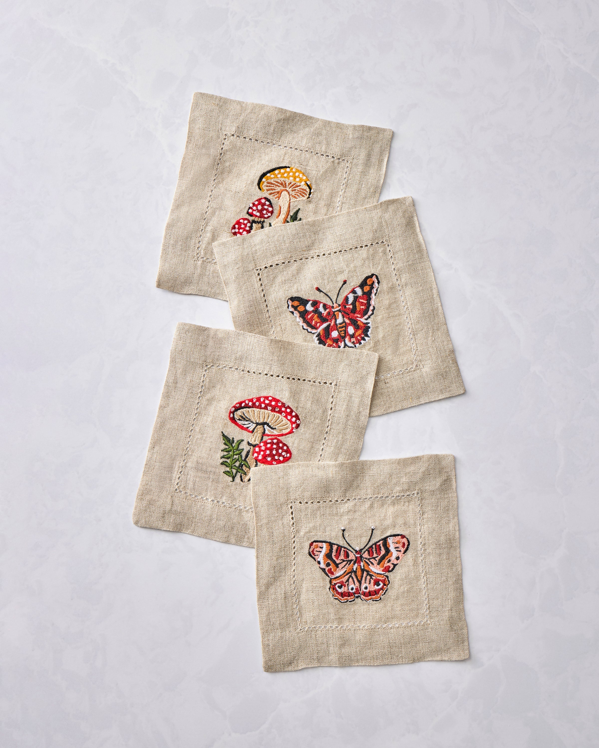 Butterfly Forager - Cocktail Napkins Set of 4 - Rosewood