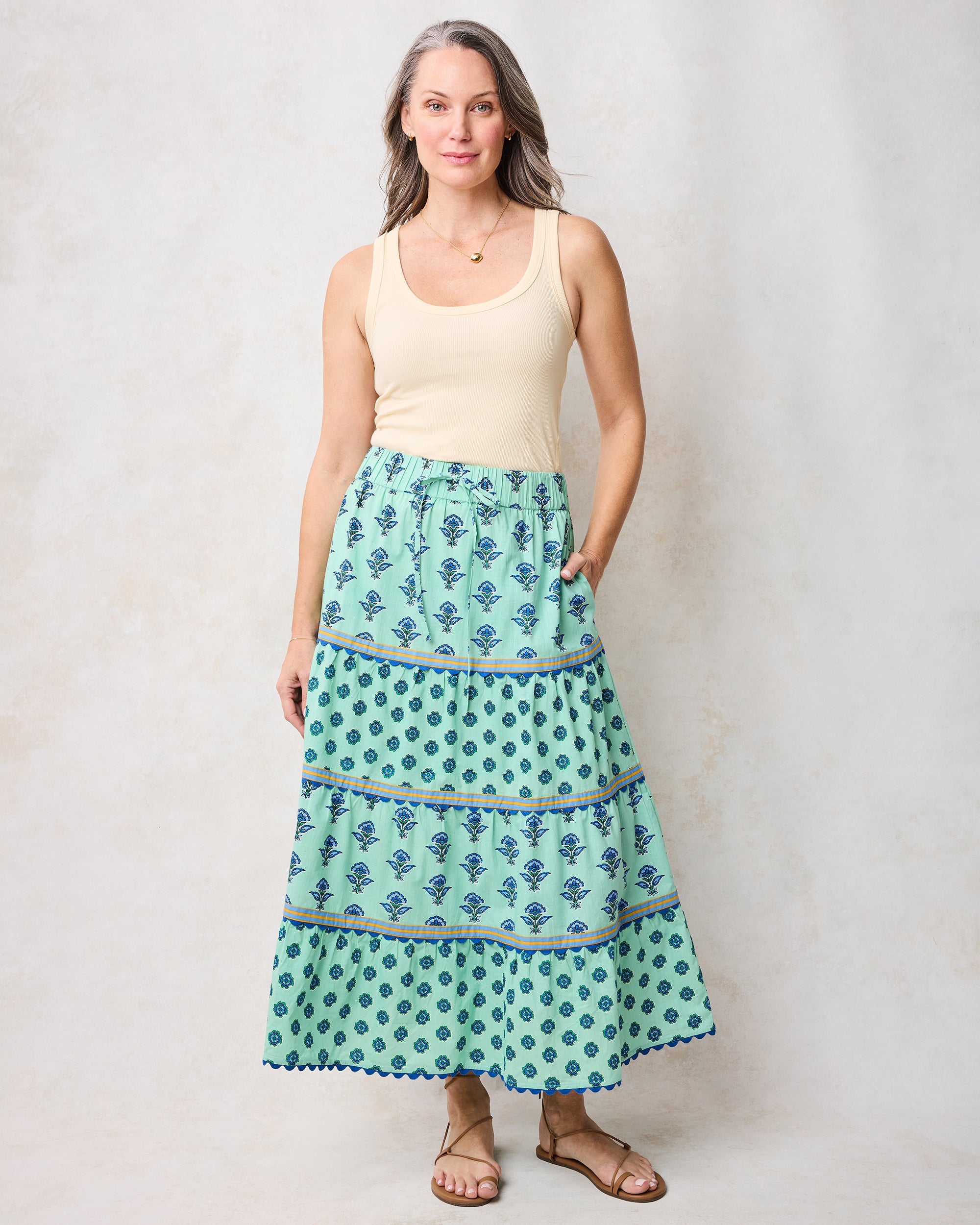 Aviary Flowers - Meadow Skirt - Soft Sage