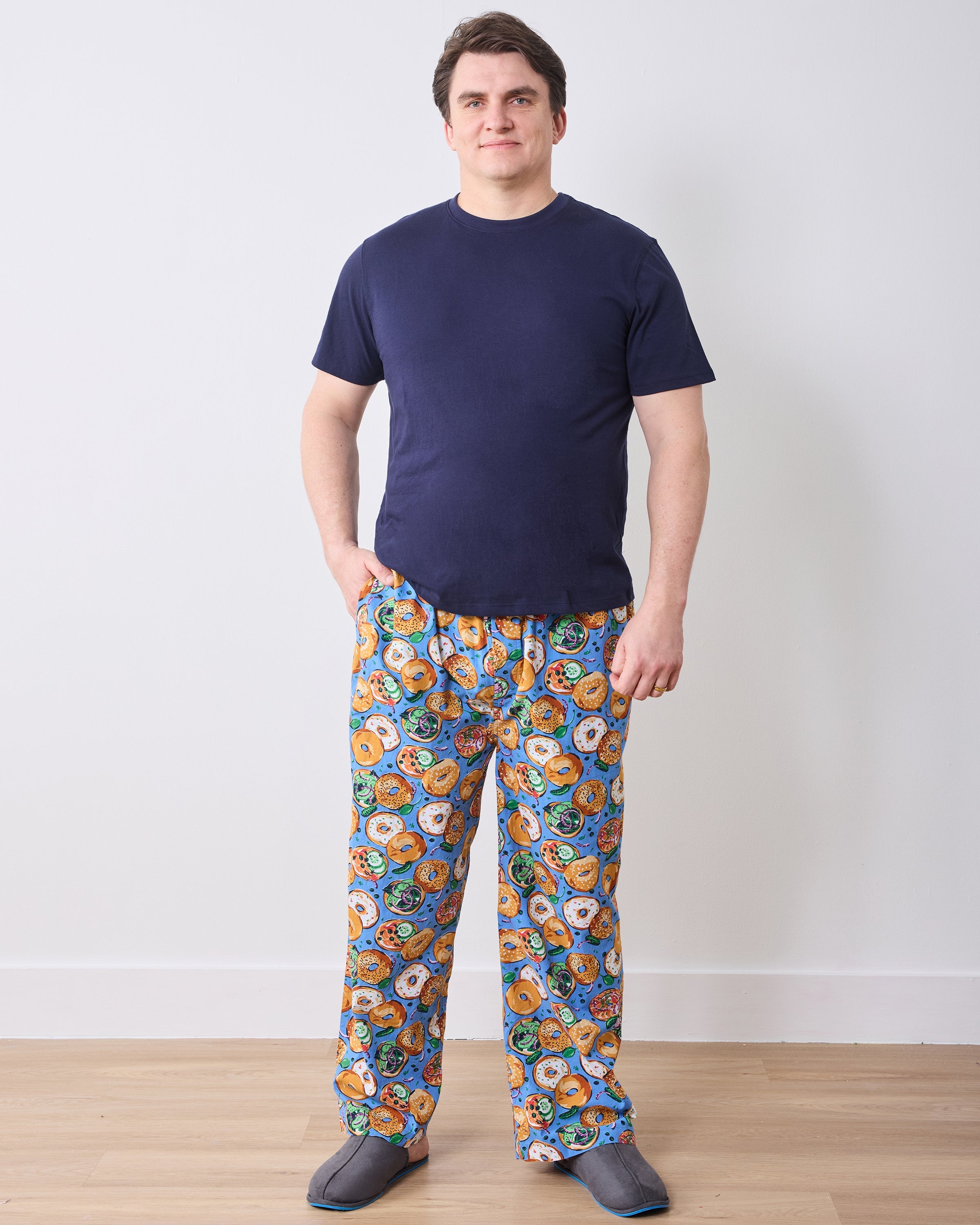 Bagels & Schmear - Men's Long PJ Pants - Brunch Blues