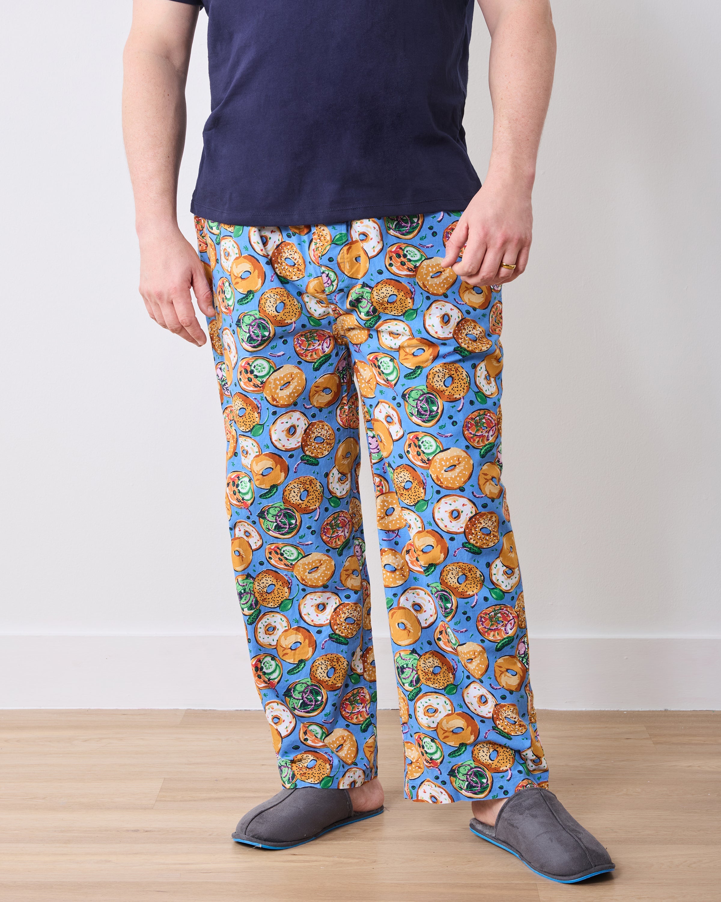 Bagels & Schmear - Men's Long PJ Pants - Brunch Blues