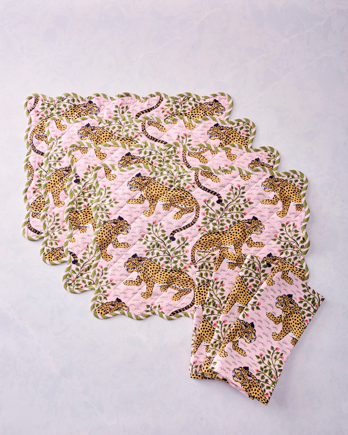 Bagheera - Set of 4 Placemats & Napkins - Blush