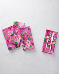 Bird & Blossom - Print Napkins Set of 4 - Fuchsia Berry