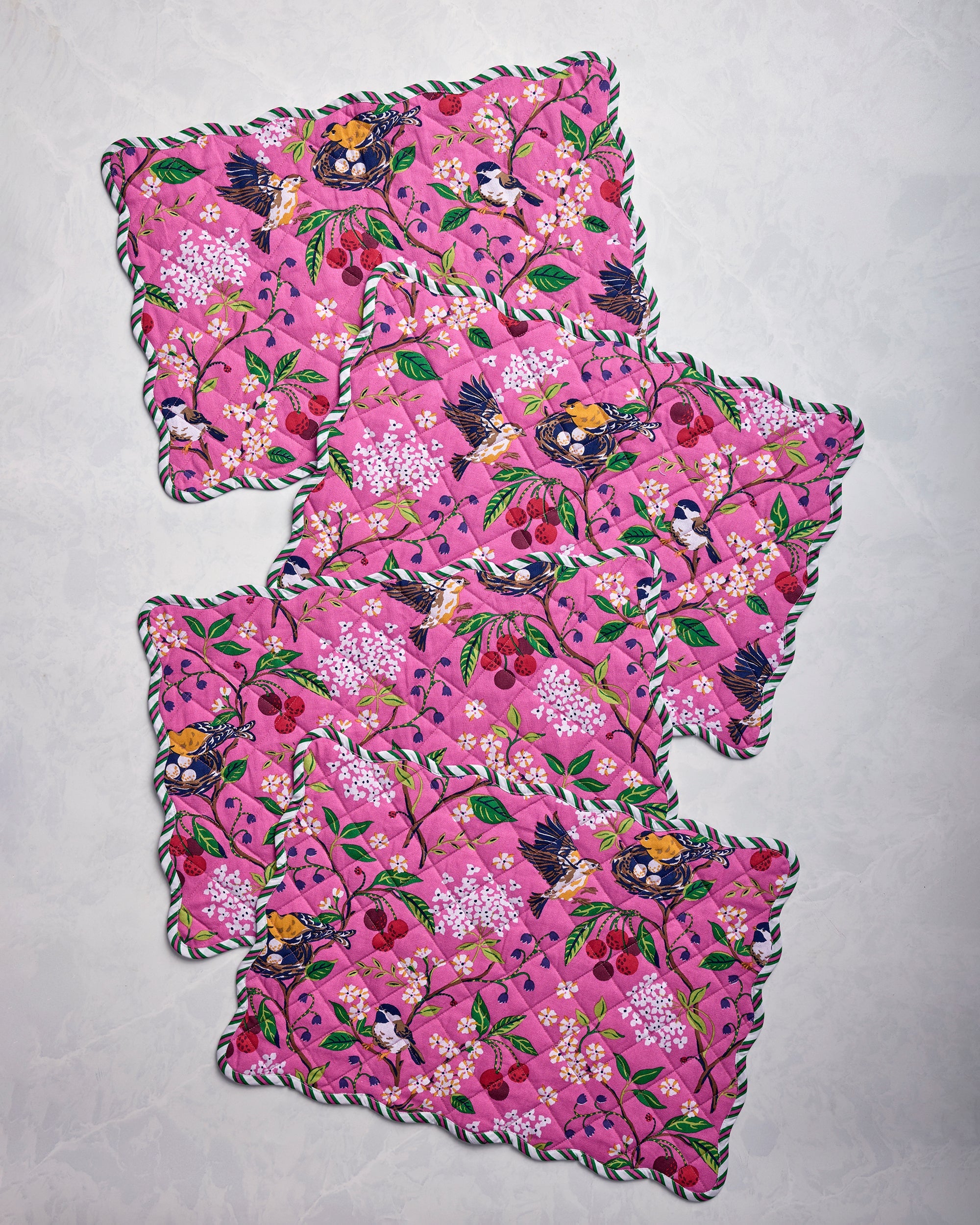 Bird & Blossom - Placemats Set of 4 - Fuchsia Berry