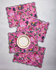 Bird & Blossom - Placemats Set of 4 - Fuchsia Berry
