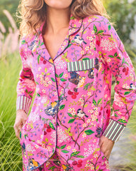 Bird & Blossom - Long PJ Set - Fuchsia Berry