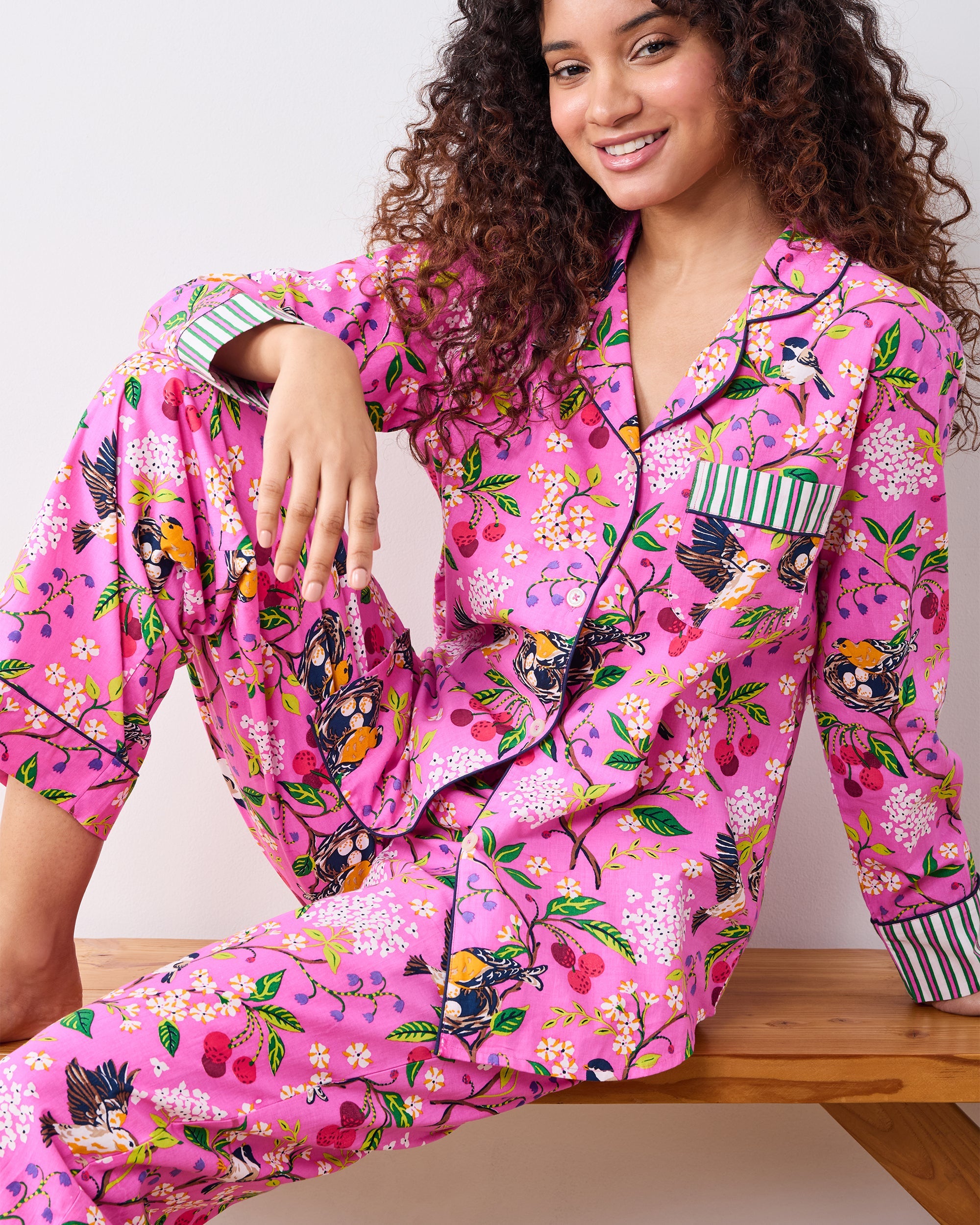 Bird & Blossom - Tall Long PJ Set - Fuchsia Berry
