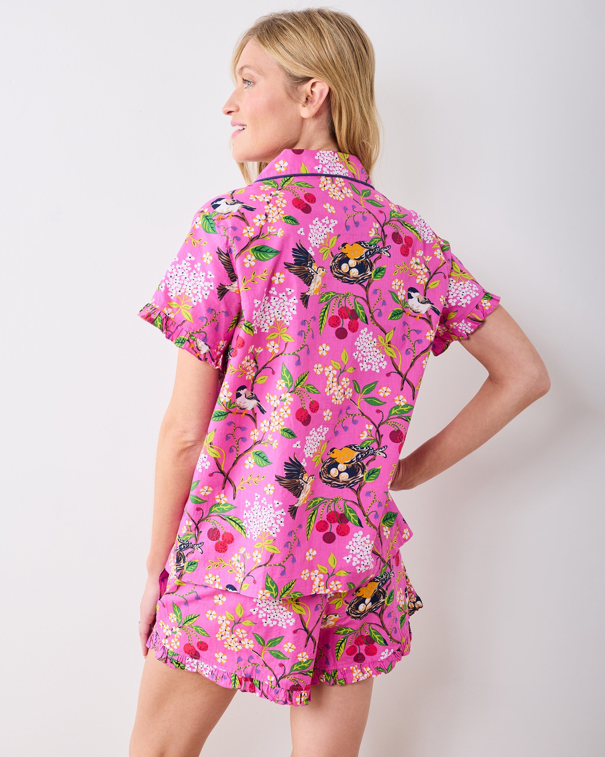 Bird & Blossom - Ruffle Short Set - Fuchsia Berry
