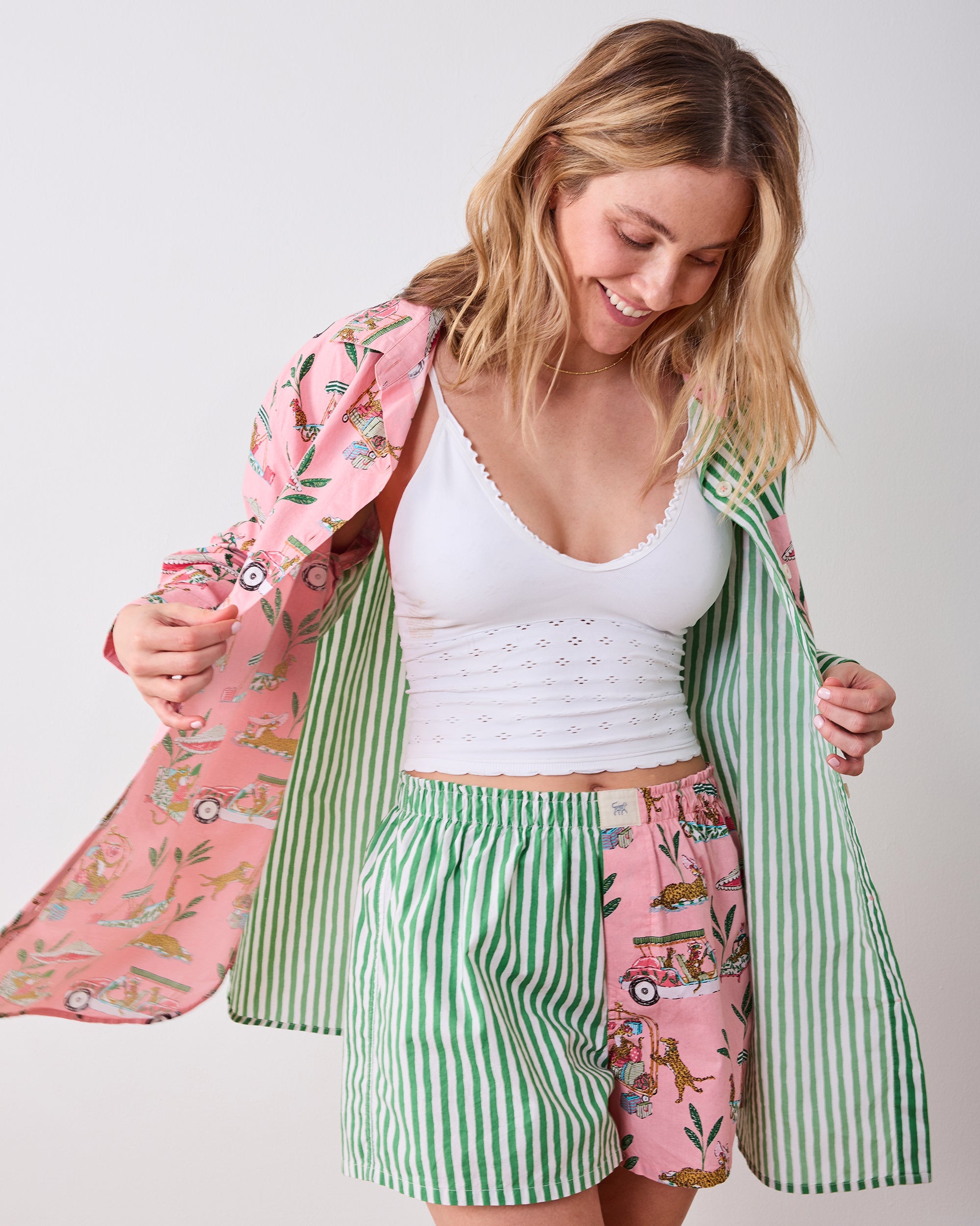 Cabana Cats - Everyday Button Down - Peach Daiquiri