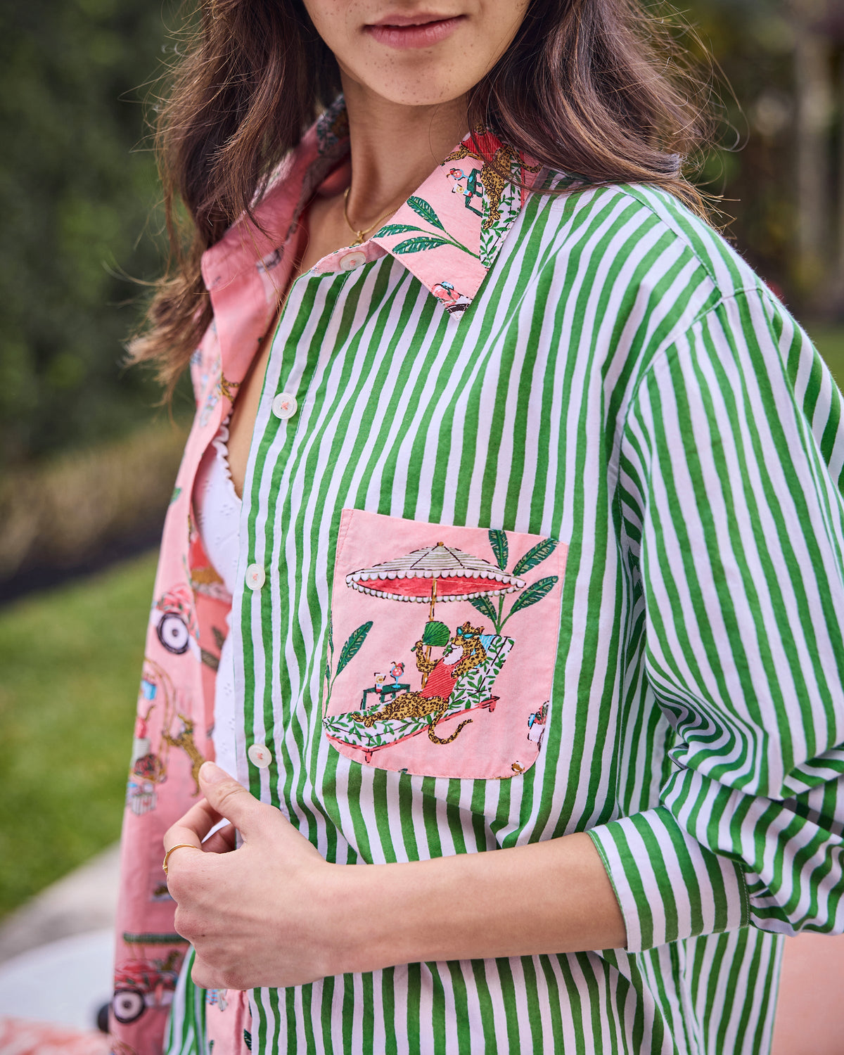 Cabana Cats - Everyday Button Down - Peach Daiquiri
