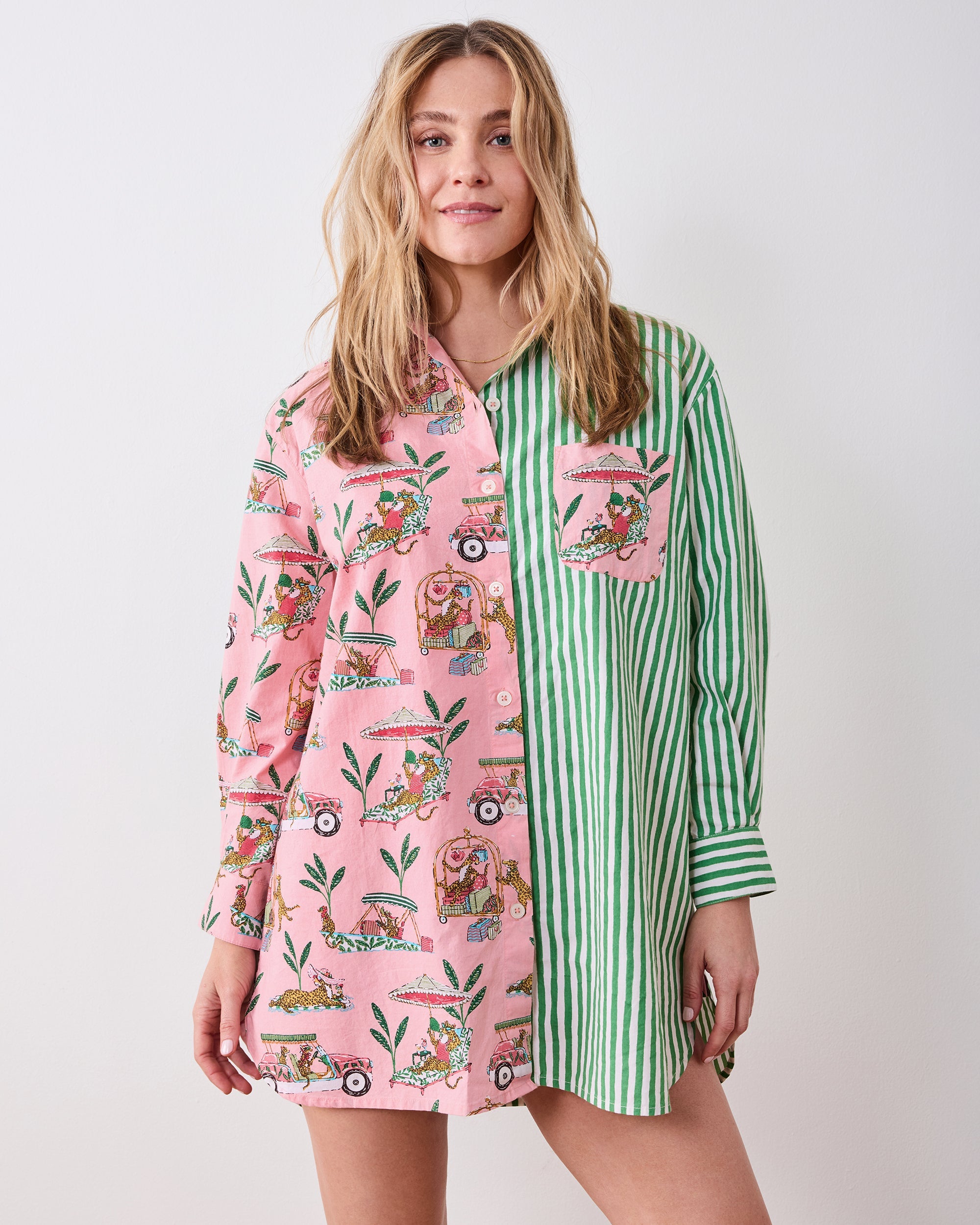 Cabana Cats - Everyday Button Down - Peach Daiquiri
