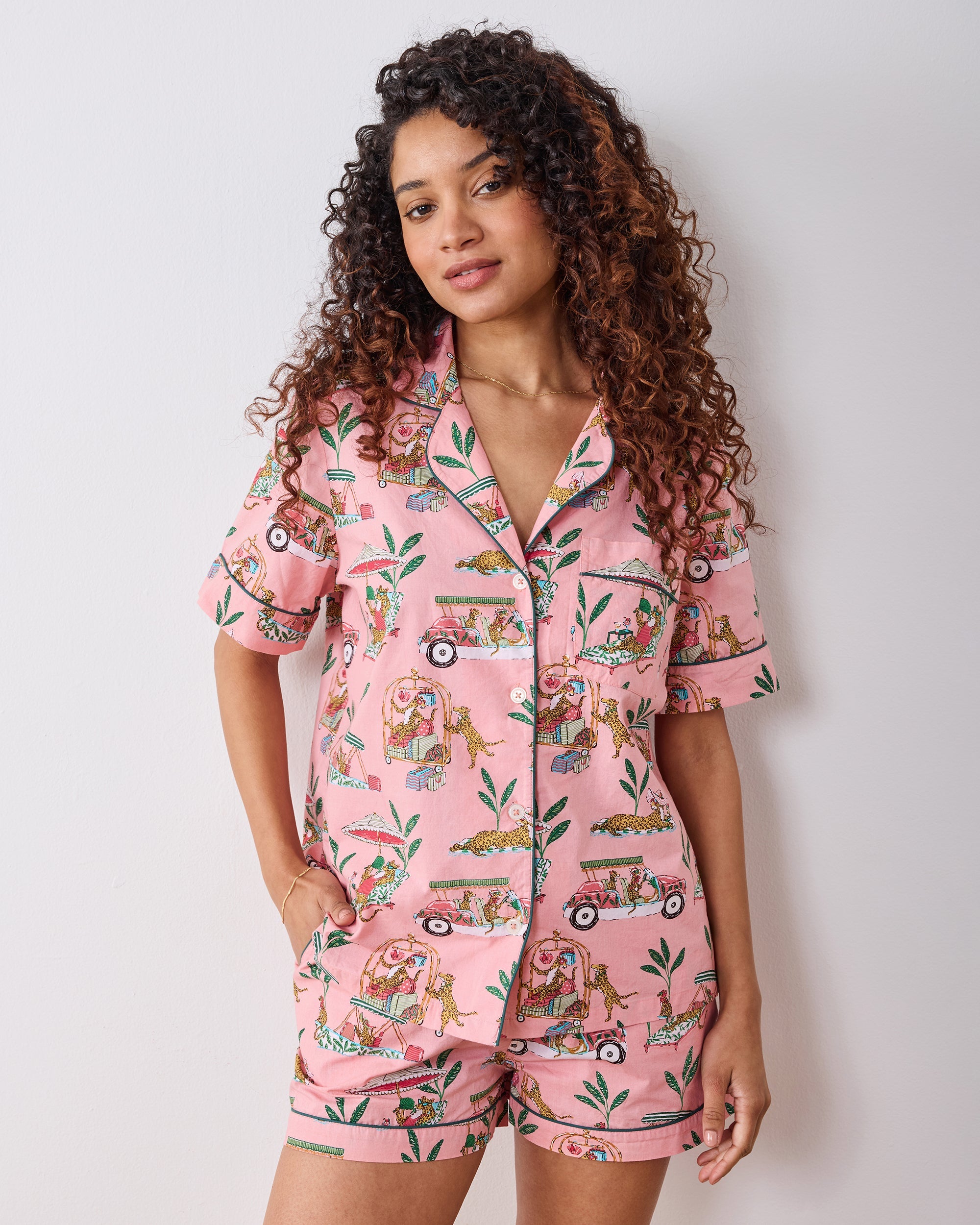 Cabana Cats - Short PJ Set - Peach Daiquiri