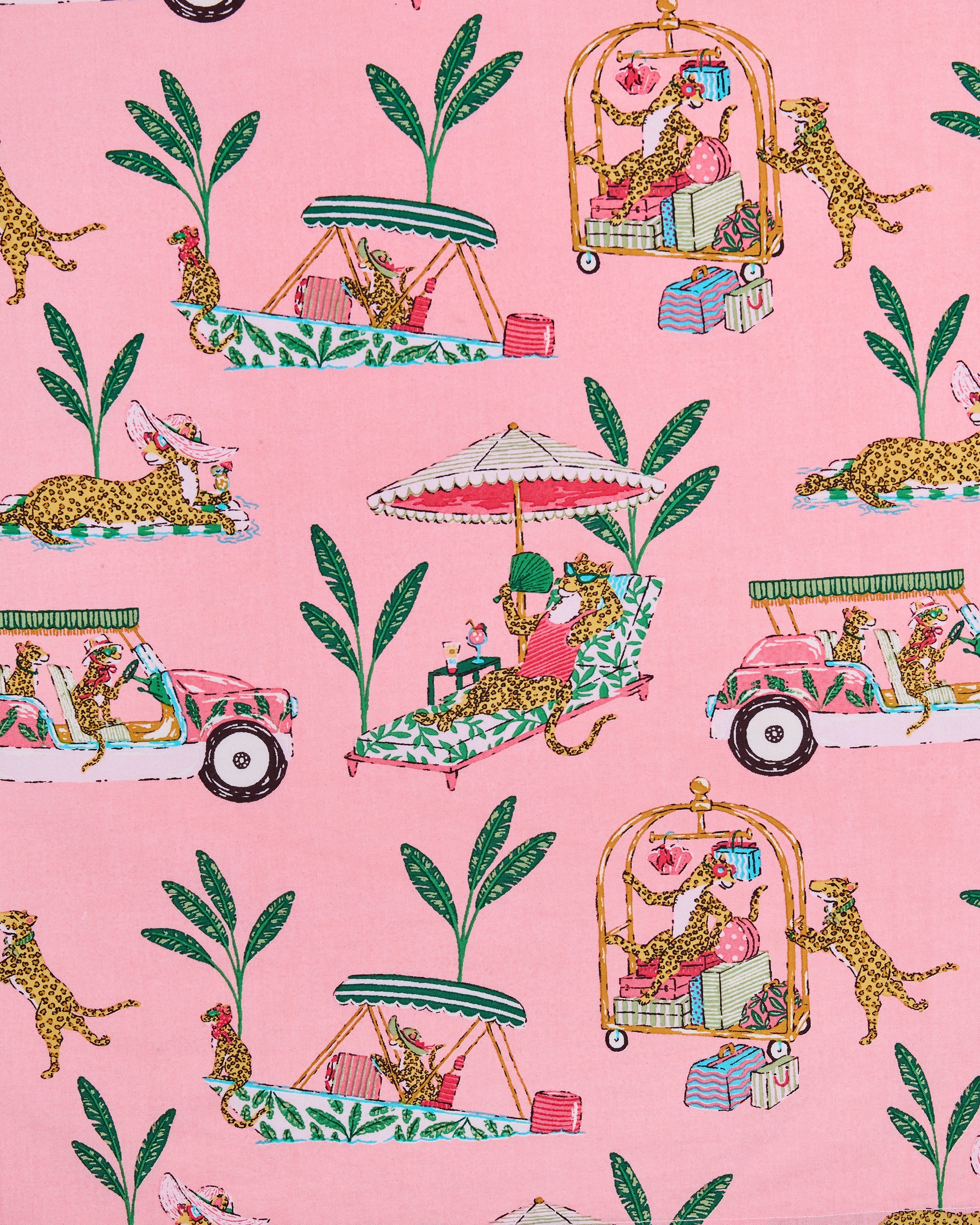 Cabana Cats - Short Sleeve Top & Cropped Pants Set - Peach Daiquiri