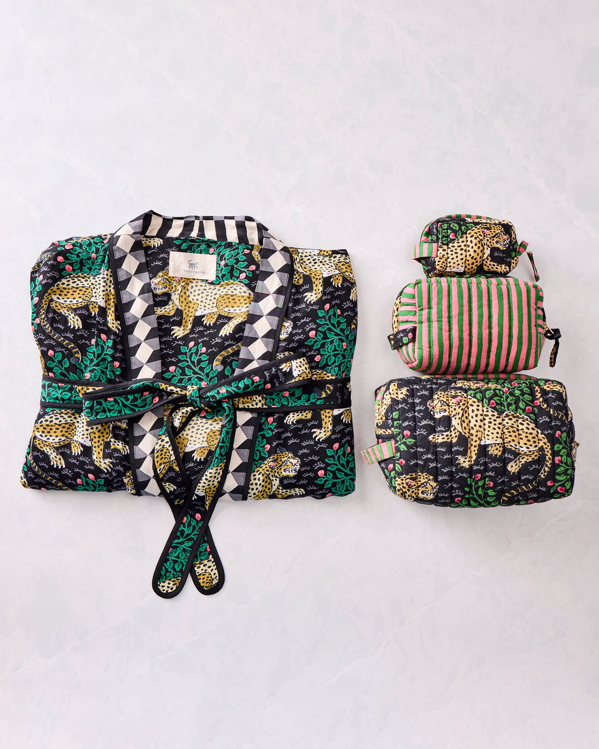 Bagheera - Eco Satin Robe & Pouches Bundle - Ink