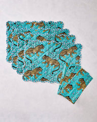 Bagheera - Set of 4 Placemats & Napkins Bundle - Turquoise