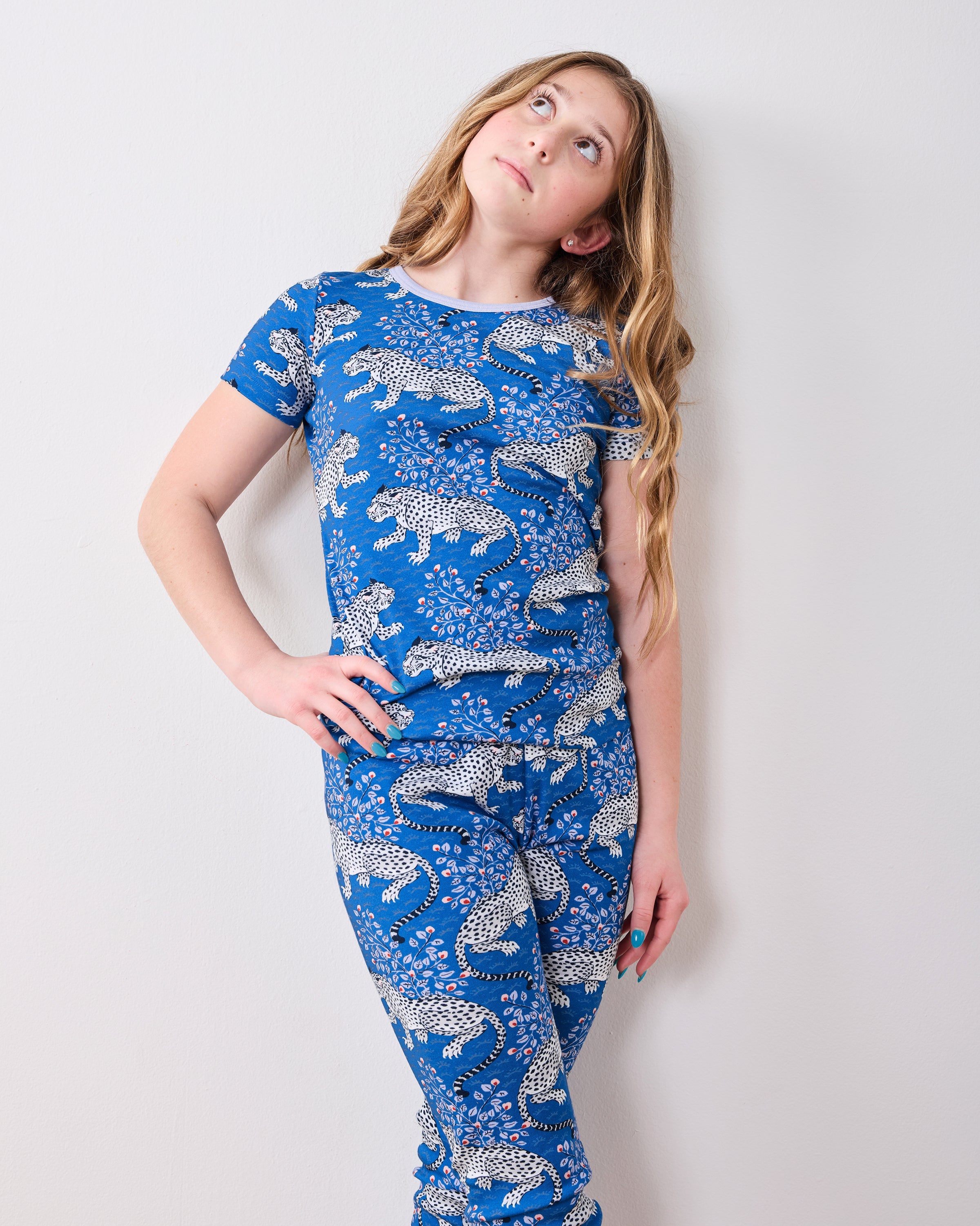 Bagheera - Kids Organic Pima Short Sleeve PJ Set - Indigo