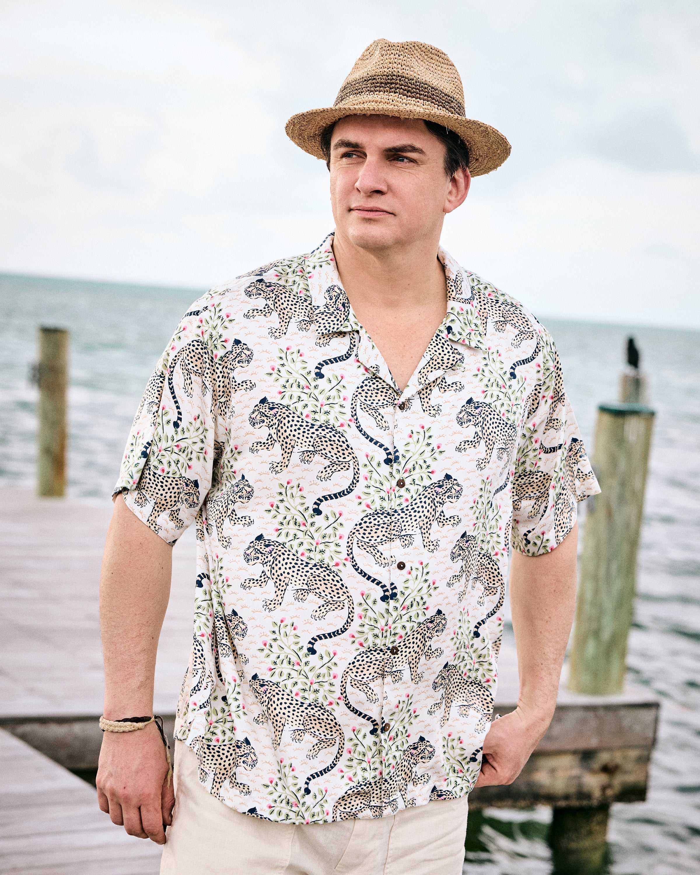 Bagheera - Eco Satin Vacation Camp Shirt - Wedding Cake