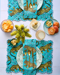Bagheera - Set of 4 Placemats & Napkins Bundle - Turquoise