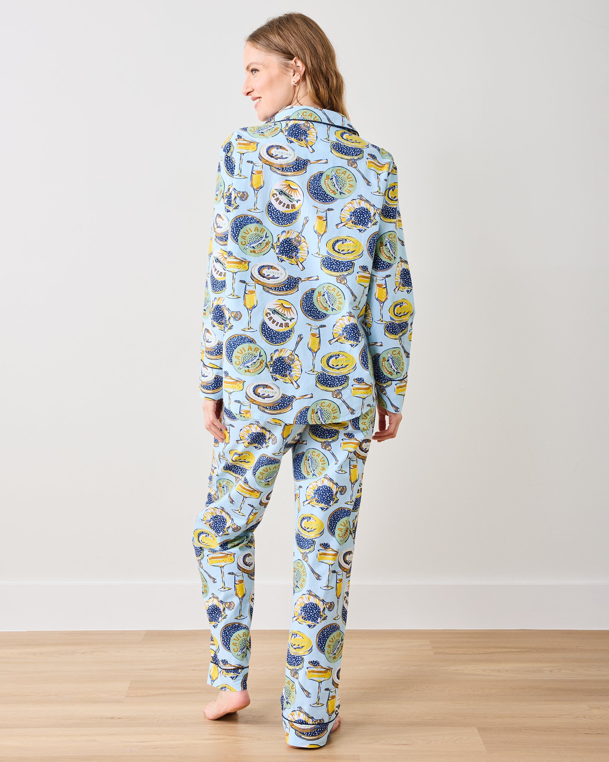 Champagne & Caviar - Long PJ Set - Pale Blue