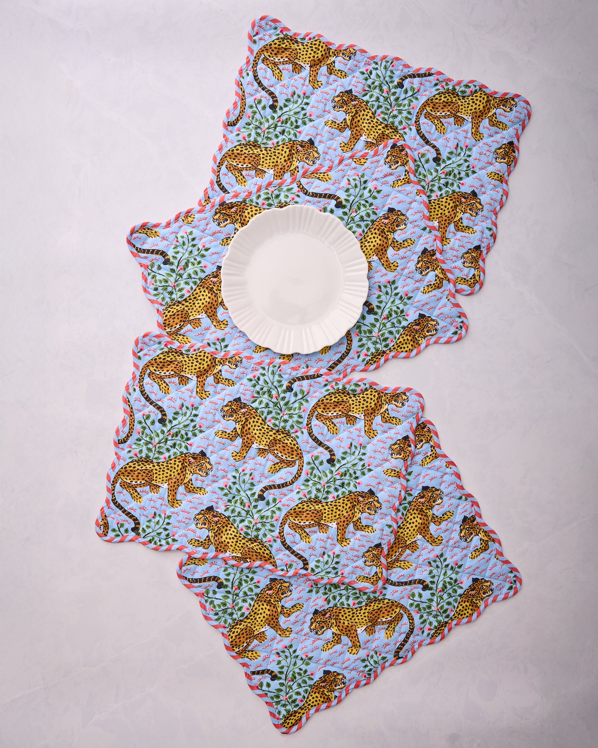 Bagheera - Set of 4 Placemats & Napkins Bundle - Pale Blue