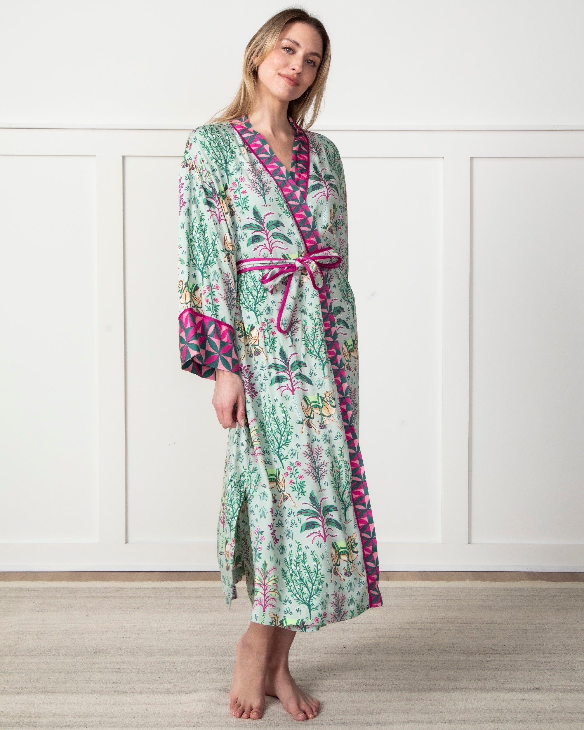 Camel's Courtyard - Eco Satin Robe - Avocado