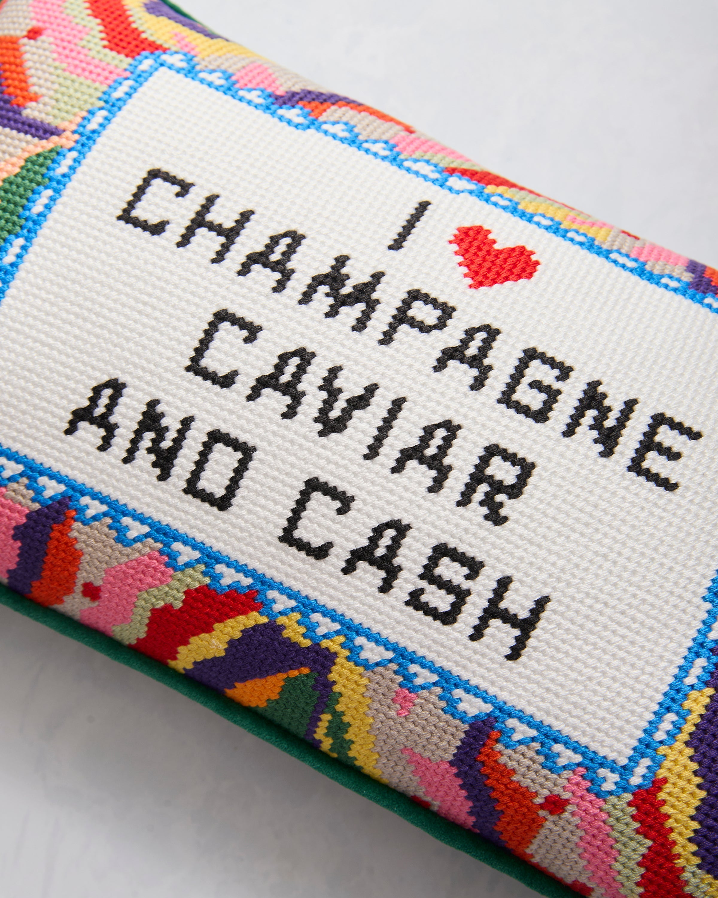 Caviar and Cash - Furbish Studio Needlepoint Pillow - Multi