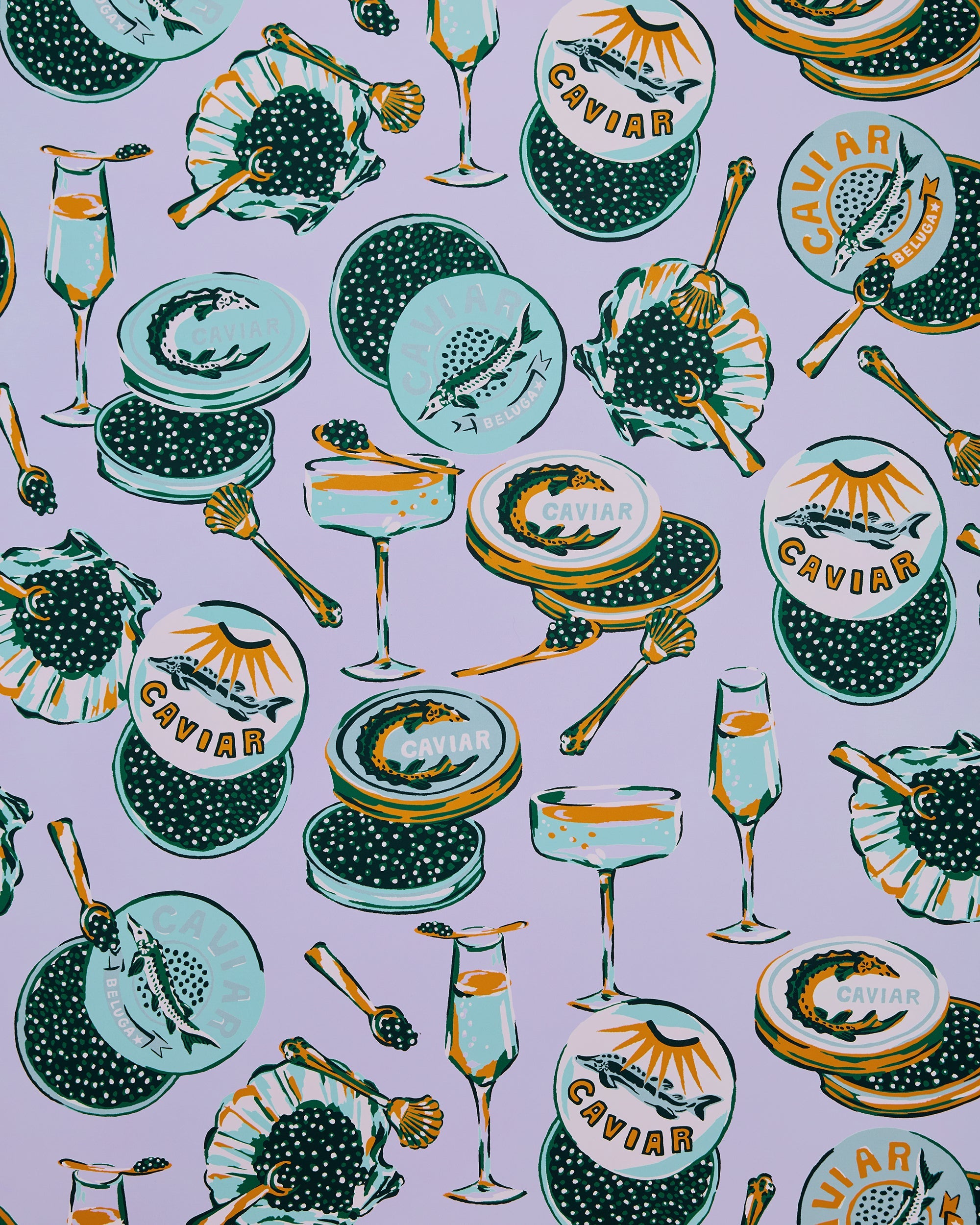 Champagne & Caviar - Peel & Stick Wallpaper - Lavender
