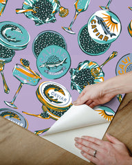 Champagne & Caviar - Peel & Stick Wallpaper - Lavender