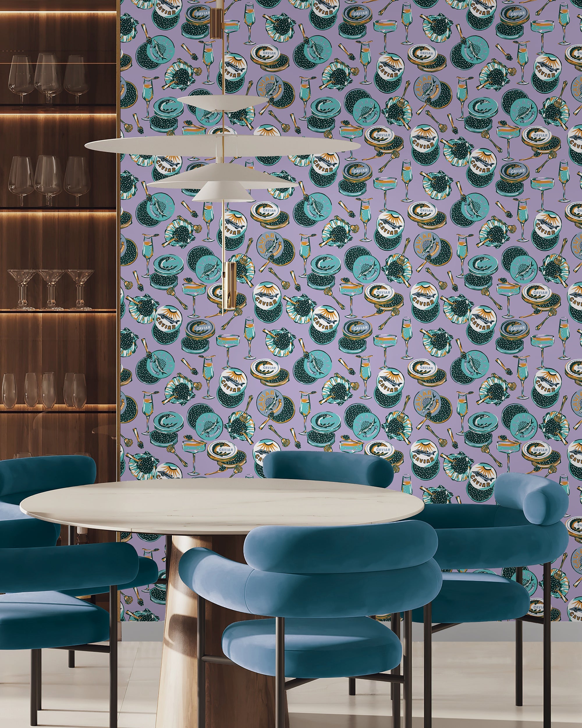 Champagne & Caviar - Peel & Stick Wallpaper - Lavender