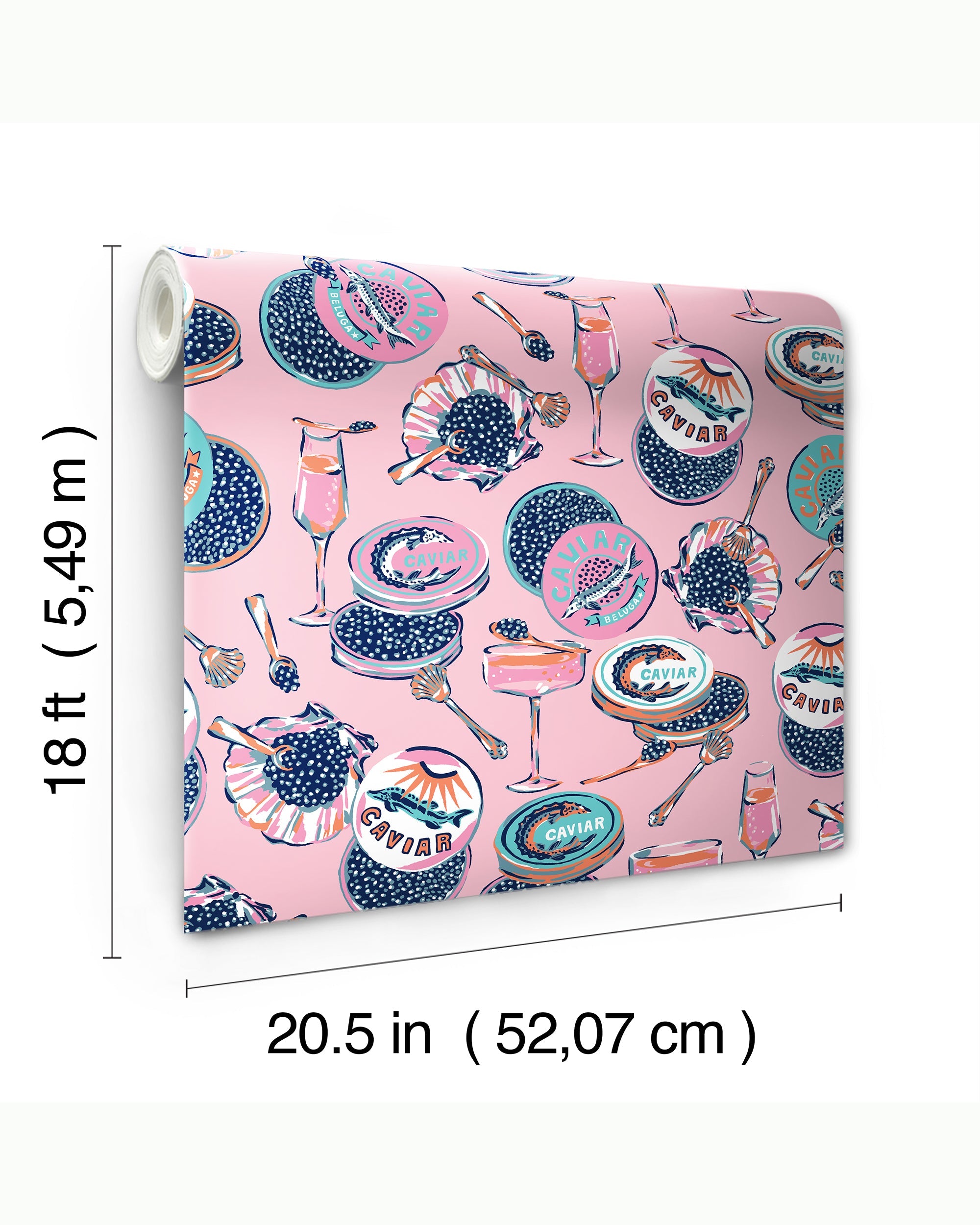 Champagne & Caviar - Peel & Stick Wallpaper - Pink