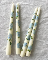 Blue Combo - Hand Painted Pair of Candles Hydrangea - Sweet Pea And Whimsy
