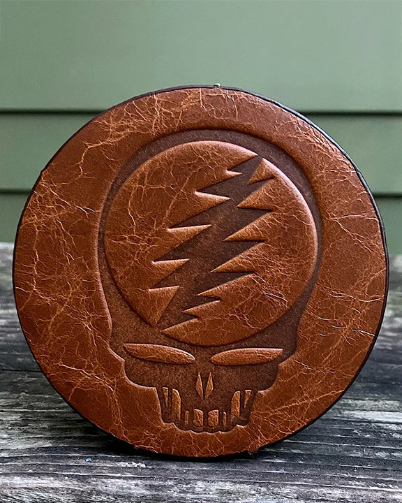 Brown - Leather Coaster Steal Your Face Grateful Dead - Jimmyrockit