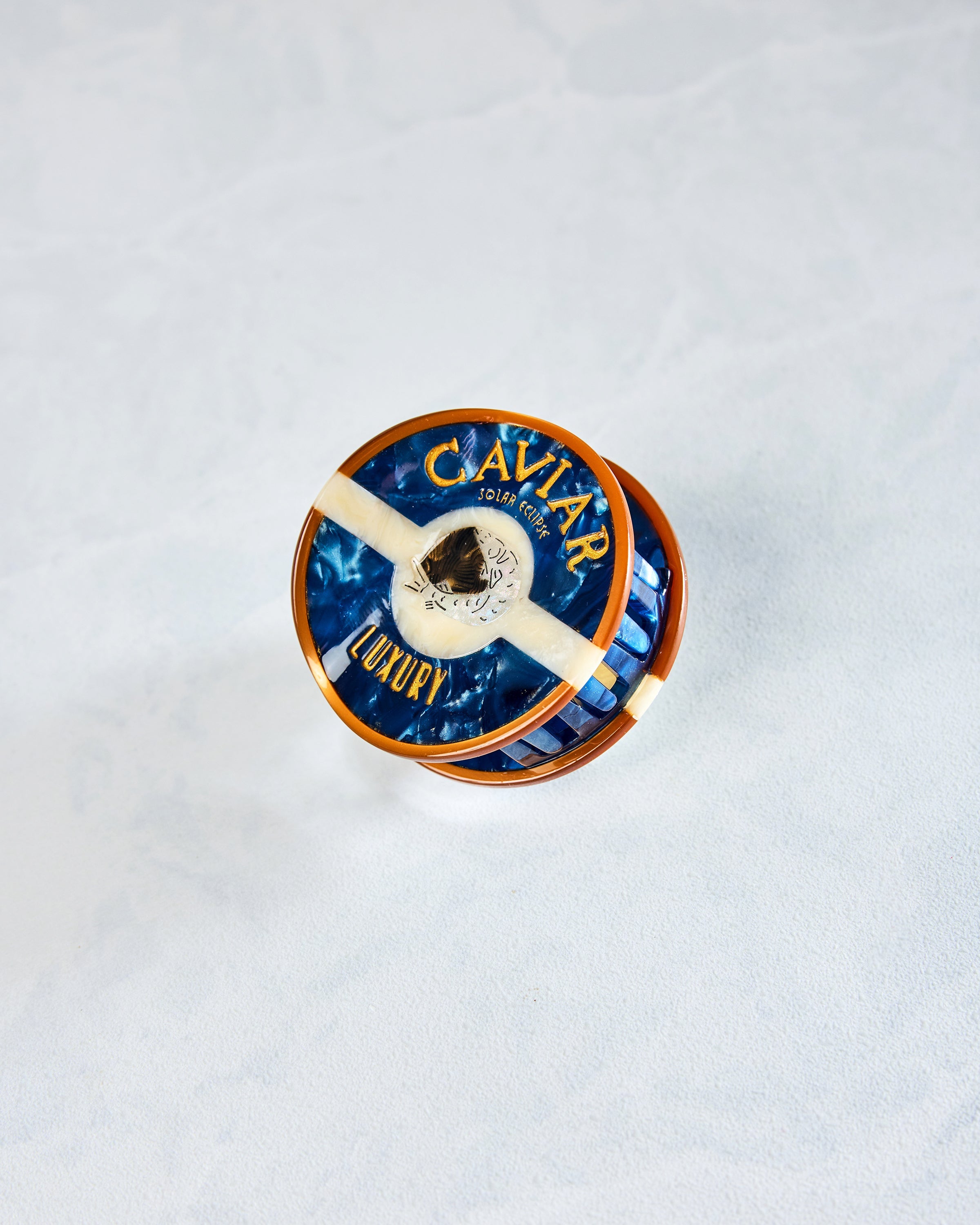 Blue - Hand Painted Caviar Claw Hair Clip - Solar Eclipse