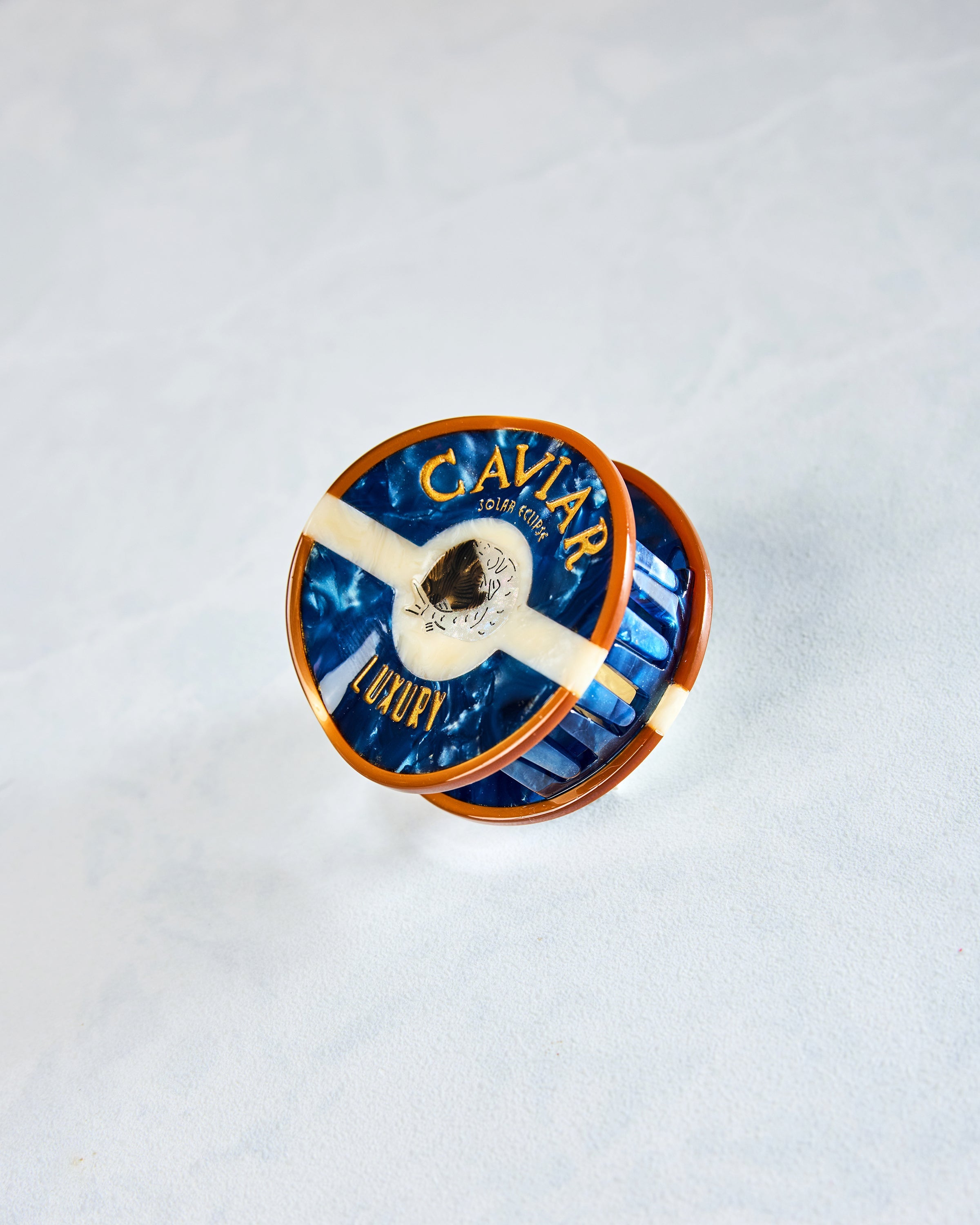 Blue - Hand Painted Caviar Claw Hair Clip - Solar Eclipse