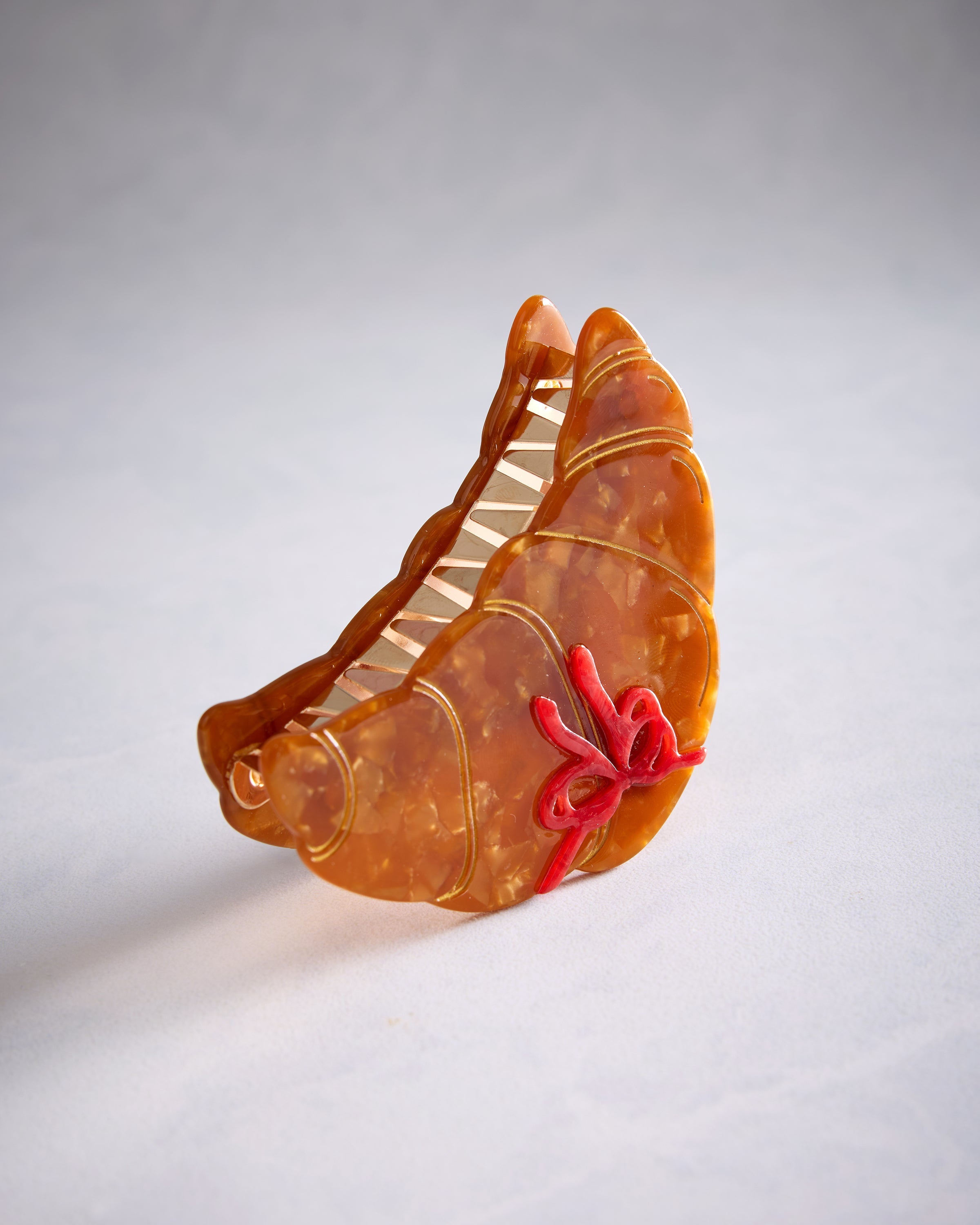 Brown Combo - Hand Painted Bow Croissant Claw Hair Clip - Solar Eclipse