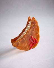 Brown Combo - Hand Painted Bow Croissant Claw Hair Clip - Solar Eclipse